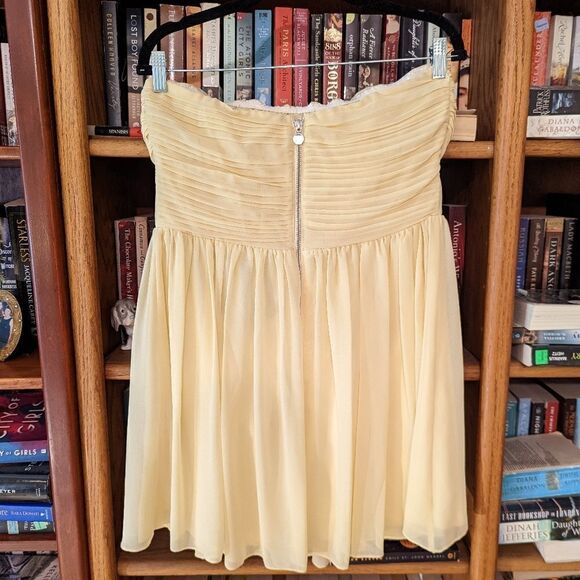 Lipsy London yellow strapless chiffon mini dress sz 12 nwt - Picture 2 of 6